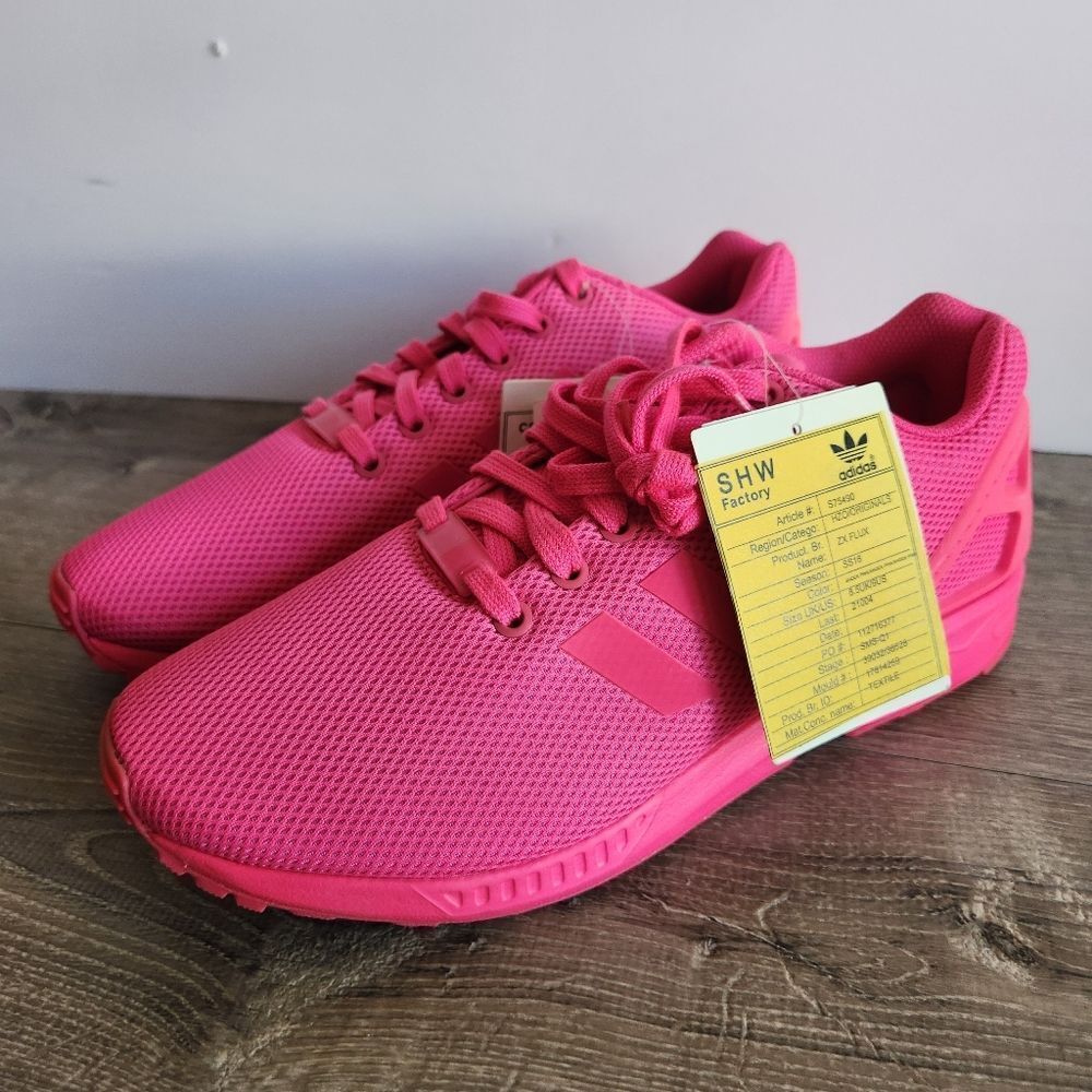 NWT Sample Adidas ZX Flux Athletic Running Shoes Sneakers Shock Pink Mens Size 9